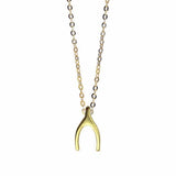 Wishbone Charm Necklace (Gold)