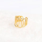 Side by Side Ring in Brass/ 18k Gold Plated, Adjustable Modern Ring for Women