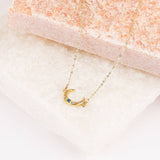 CZ Opal Crescent Necklace (Gold)