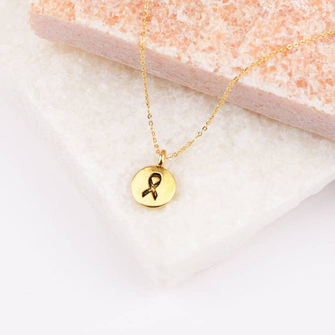 Engraved Ribbon Necklace (Gold)