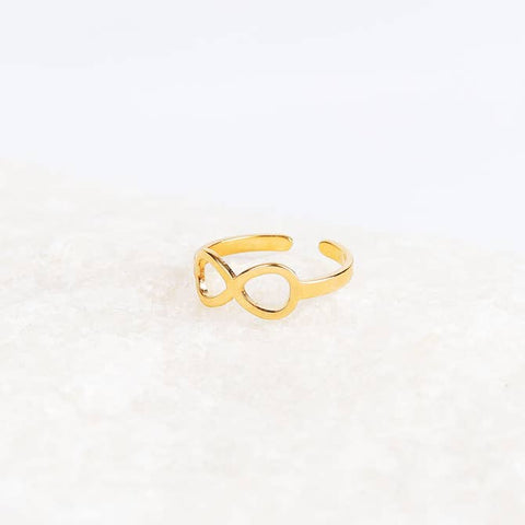 Small Infinity Ring, 18k Gold Plated Geometric Design Female Ring