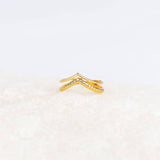 Textured Chevron Ring 18k Gold Plated, V-shaped Modern Design Ring, Unique Jewelry Gift Ideas for Women