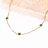 CZ Emerald Saturn Necklace (Gold)