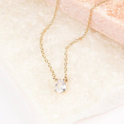 Floating CZ Diamond Necklace (Gold)