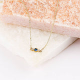 Mini CZ Sapphire Necklace (Gold)