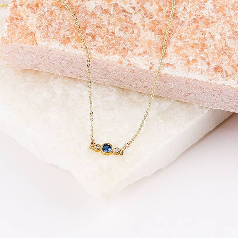 Mini CZ Sapphire Necklace (Gold)