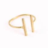 Double Bar Ring Brass Adjustable Ring, Unique Women's Accessories