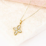 18k Gold CZ Clover Necklace, jewelry with meaningful messages, meaningful jewelry for friend