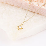 18k Gold CZ North Star Necklace, women's north star necklace, north star necklace gold