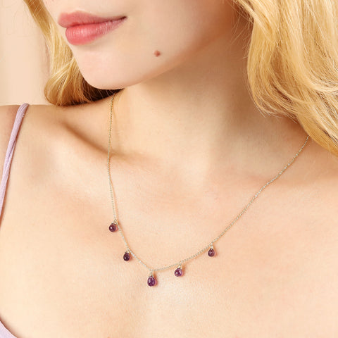 Amethyst necklace, handmade jewelry, gold necklaces