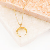 18k Gold Crescent Necklace, handmade jewelry, gold necklace for sale, buy jewelry wholesale