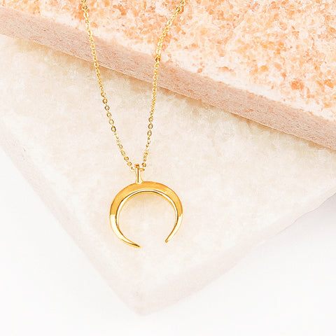 18k Gold Crescent Necklace, handmade jewelry, gold necklace for sale, buy jewelry wholesale