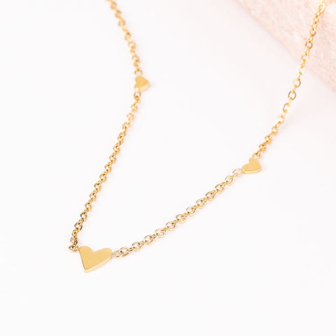 18k Gold Heart Heart Heart Necklace, gold jewelry, simple necklace for women