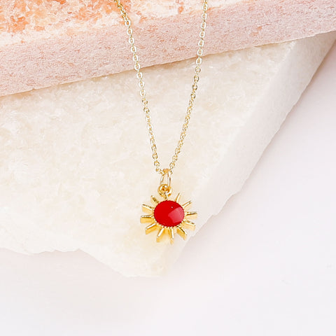 red sun necklace, gold necklace for sale, red pendants jewelry near me