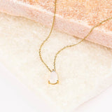 CZ Moonstone Drop Necklace (Gold)