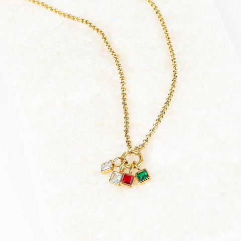 18k Gold Plated Multi Gemstone Necklace, 21in Length