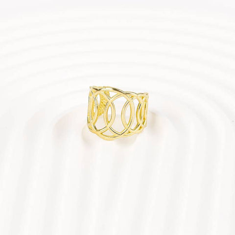 Side by Side Ring in Brass/ 18k Gold Plated, Adjustable Modern Ring for Women