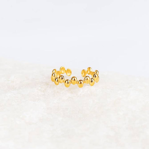 18k Gold Plated Pebbles Adjustable Ring, Unique Jewelry Gift for Women