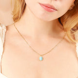 Blue Cat Eye Necklace (Gold)