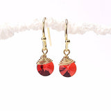 Red Swarovski Disc Earrings