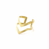 Double Chevron Raw Brass Ring , Eye-catching Rings for Girlfriend