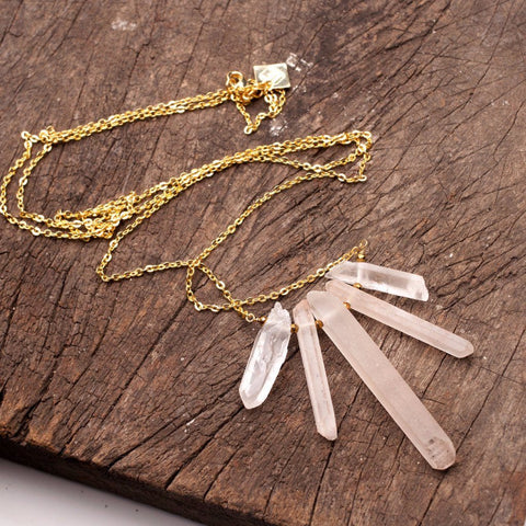 Clarity Ray Rough Quartz Crystal Necklace (Gold or Silver)