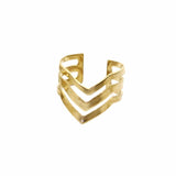 Triple Chevron Ring, Raw Brass Adjustable Ring Elegant Women Jewelry