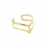 Brass Curved Chevron Ring, Elegant Jewelry For Ladies, Everyday Women Style, V shaped ring