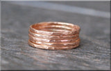 Thin Hammered Rose Gold Filled Ring, Stacking Ring Simple Design for Ladies